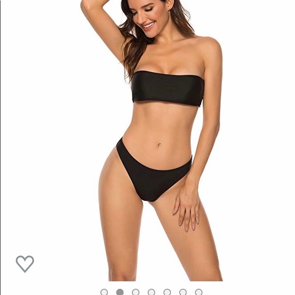 Strapless Horizontal Stripe Bandeau Bikini Suit - Picture 2 of 4